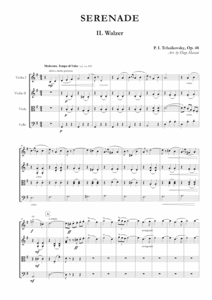 "Walzer" from Serenade Op. 48 for String Quartet image number null