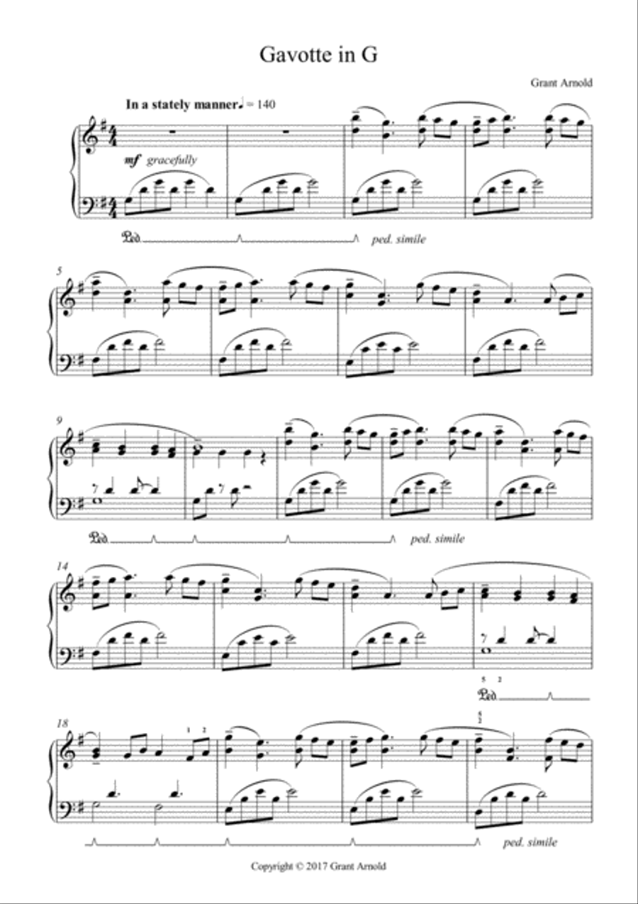 Gavotte in G Piano Solo scores gallery preview page 1