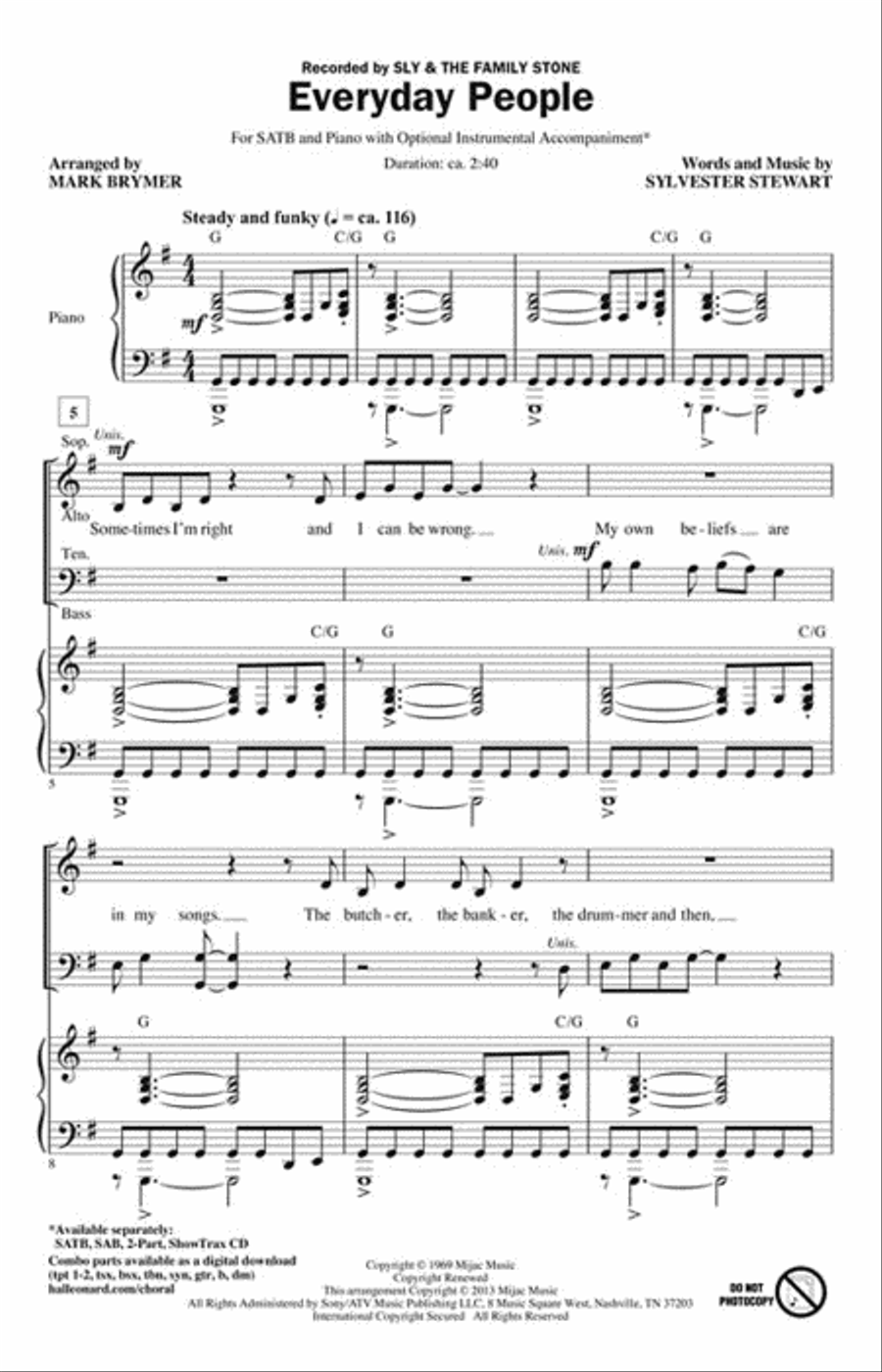 Everyday People 4-Part scores gallery preview page 2