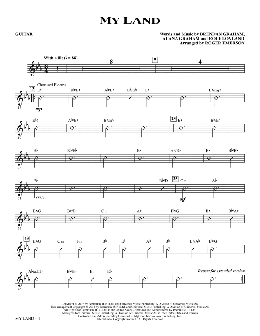 My Land (arr. Roger Emerson) - Guitar Choir scores gallery preview page 1