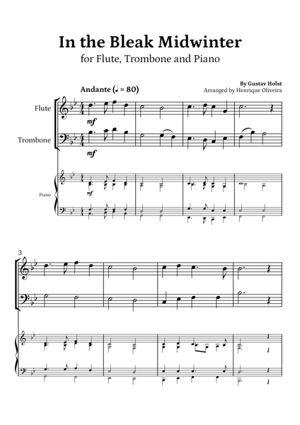 In the Bleak Midwinter (Flute, Trombone and Piano) - Beginner Level image number null