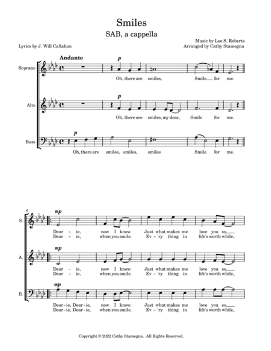 Smiles (SAB, a cappella) 3-Part scores gallery preview page 2