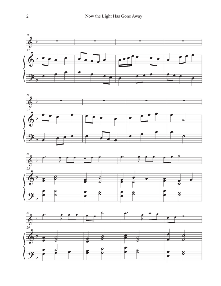 Now the Light Has Gone Away (Hymn Tune: MÜDE BIN ICH) Flute Solo scores gallery preview page 2