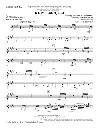 It Is Well with My Soul (arr. Heather Sorenson and Jesse Becker) - Clarinet 1-2 and Bass Clarinet