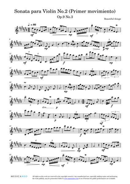 Sonata para Violín No.2(Primer movimiento)-Beautiful things Op.9 No.3