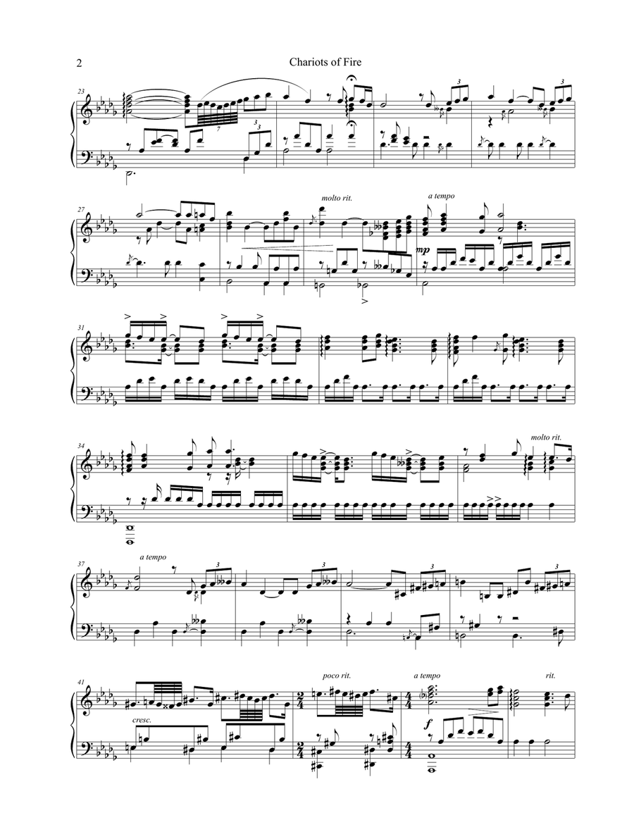 Chariots Of Fire Piano Solo scores gallery preview page 2