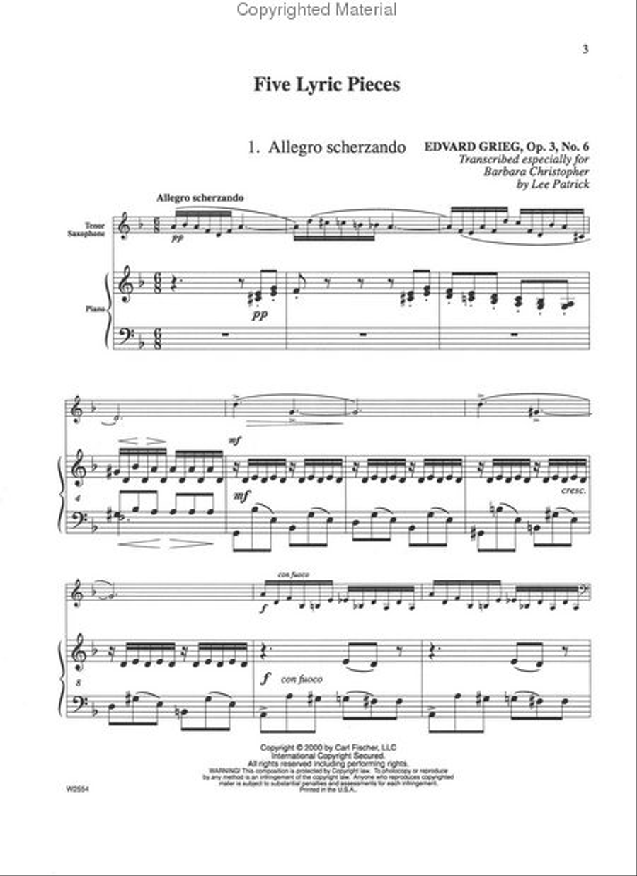 Five Lyric Pieces Tenor Saxophone scores gallery preview page 2