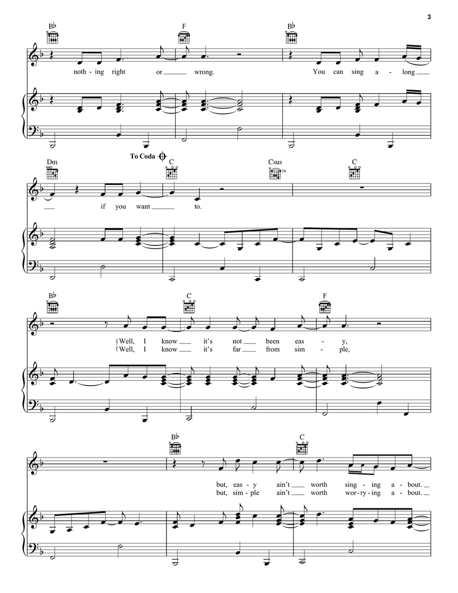 Simple Song Simple Song Piano, Vocal, Guitar scores gallery preview page 3