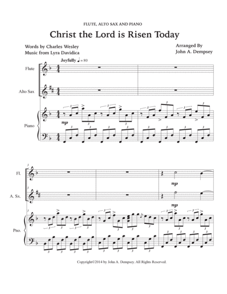 Christ the Lord is Risen Today (Trio for Flute, Alto Sax and Piano) image number null