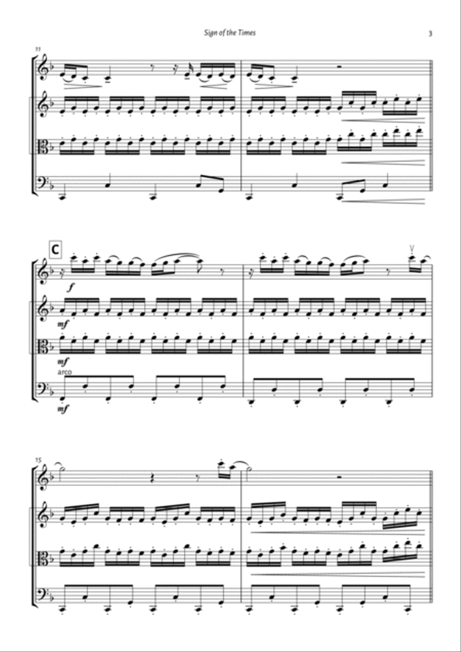 Sign Of The Times String Trio scores gallery preview page 3