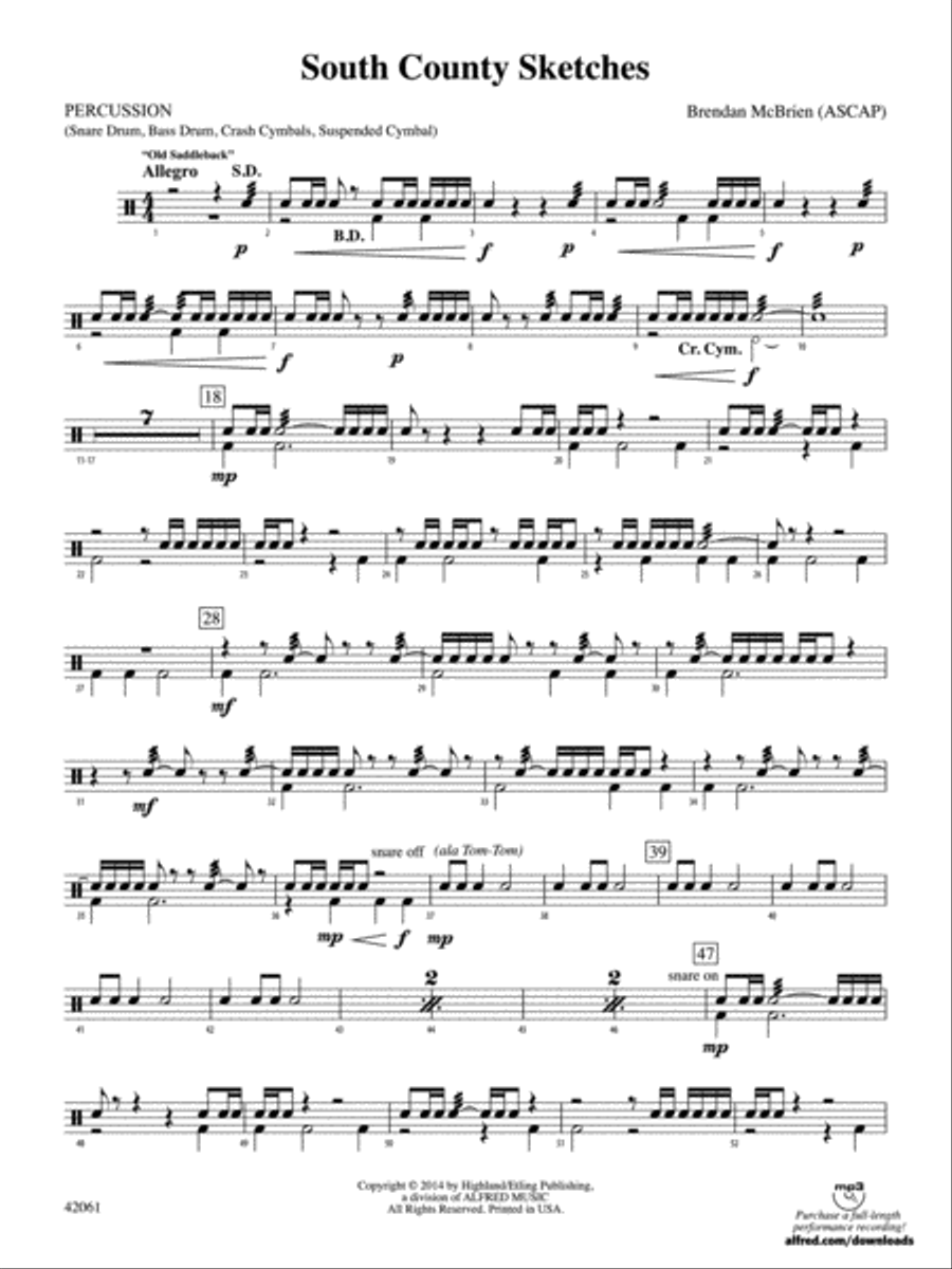 South County Sketches: 1st Percussion Full Orchestra scores gallery preview page 1