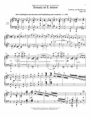 Book cover for Piano Sonata No. 27 In E Minor, Op. 90