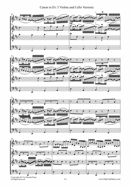 Canon in D - String Quartet (3 Violins & Cello) - Wedding Version image number null