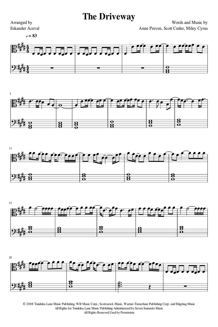 The Driveway The Driveway Piano Solo scores gallery preview page 1