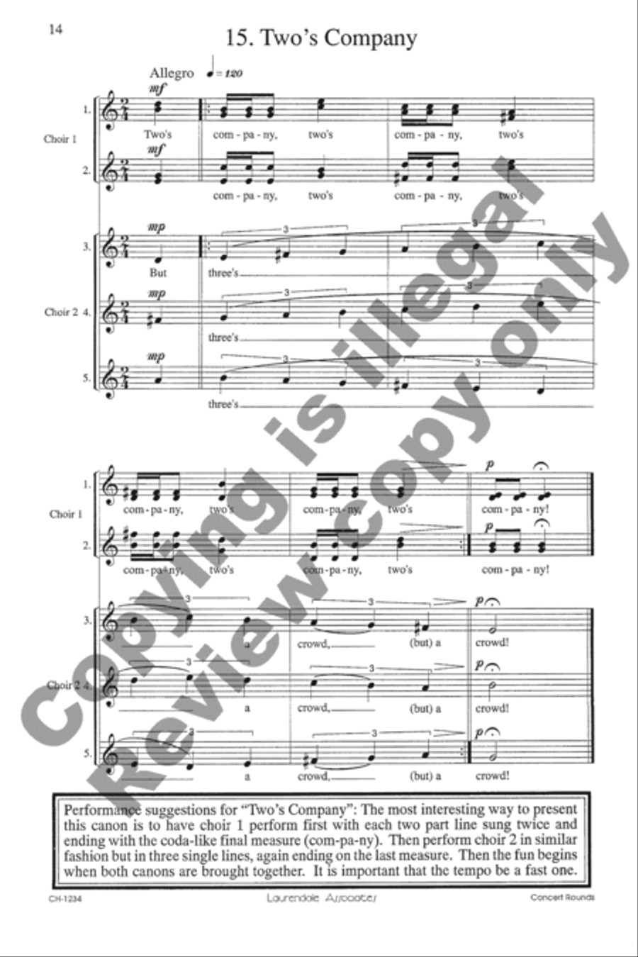 Concert Rounds on Old Sayings Unison Choir scores gallery preview page 14