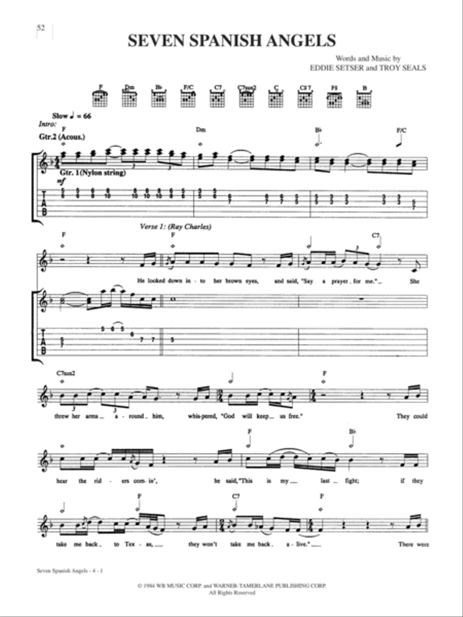 Seven Spanish Angels Guitar Tablature scores gallery preview page 1