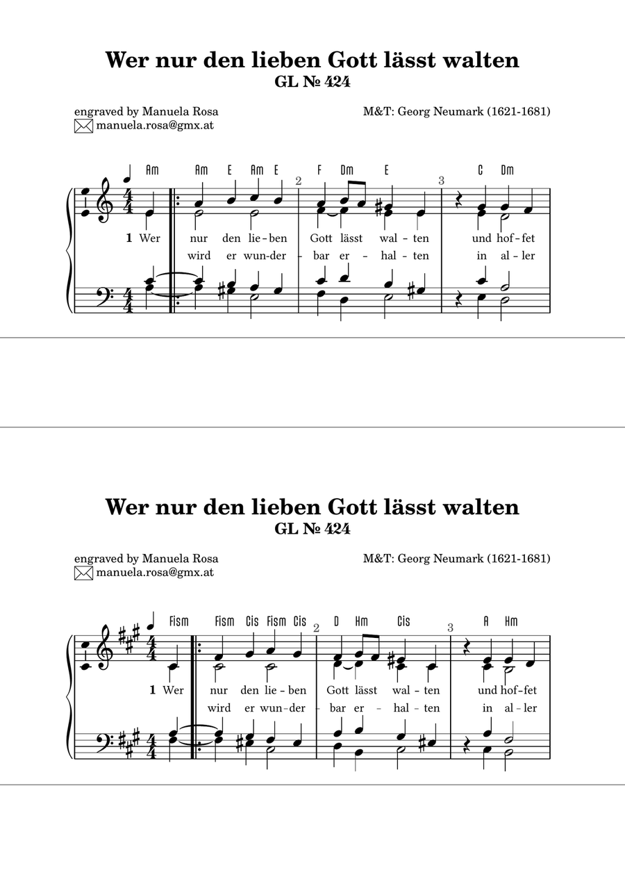 Wer nur den lieben Gott lässt walten (Gotteslob 424) Piano Method scores gallery preview page 2