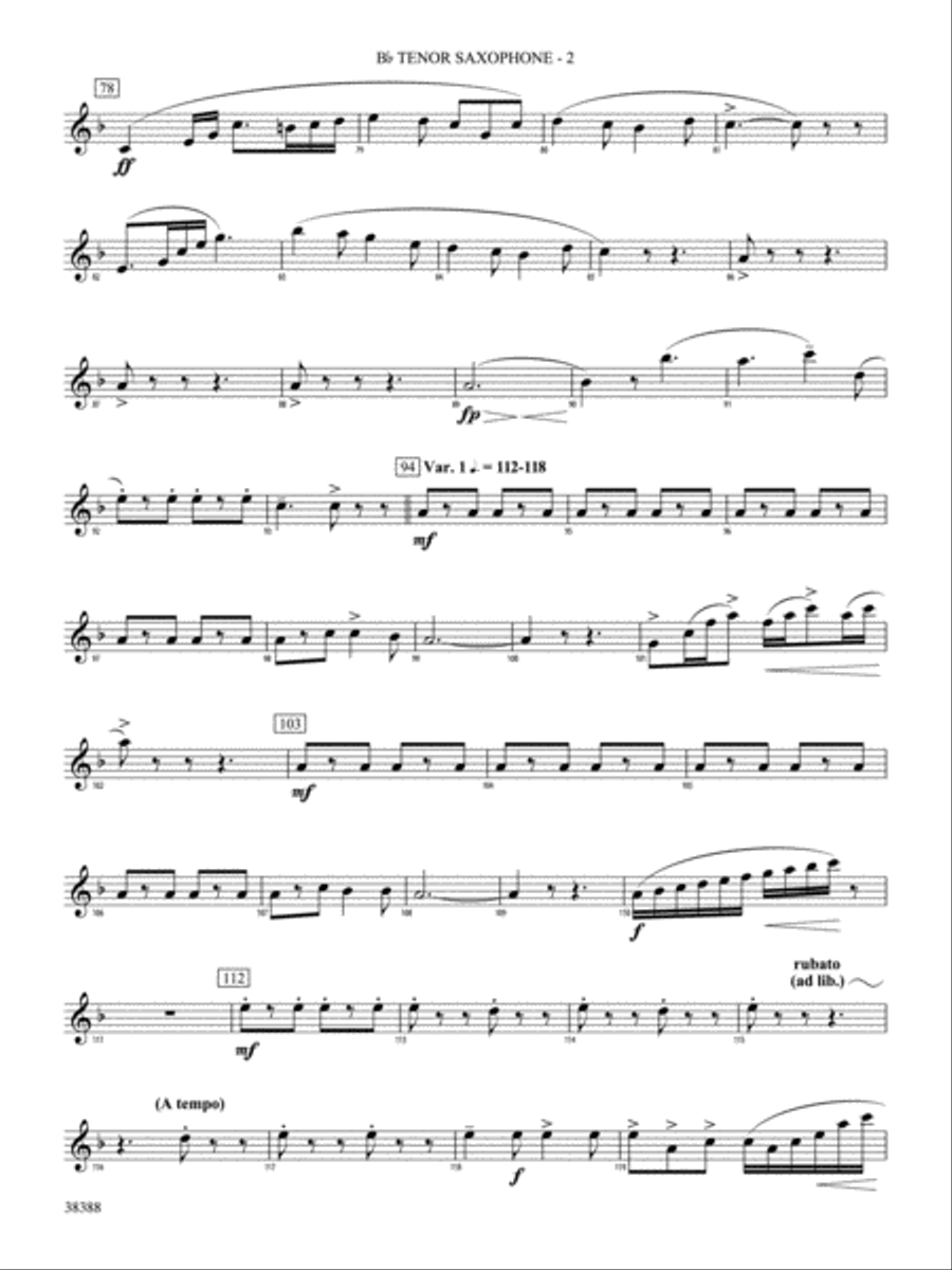 Napoli: B-flat Tenor Saxophone Concert Band scores gallery preview page 2