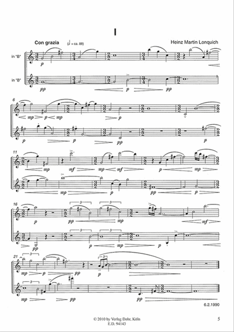 In weitem Raum (1991) -Vier Duette für zwei Klarinetten in B und A- Clarinet Duet scores gallery preview page 2