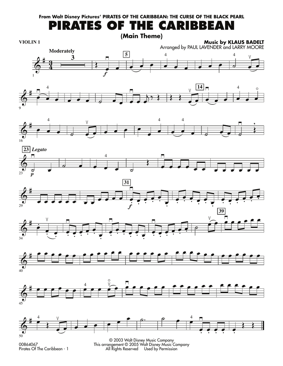 Pirates Of The Caribbean (Main Theme) - Violin 1 Orchestra scores gallery preview page 1