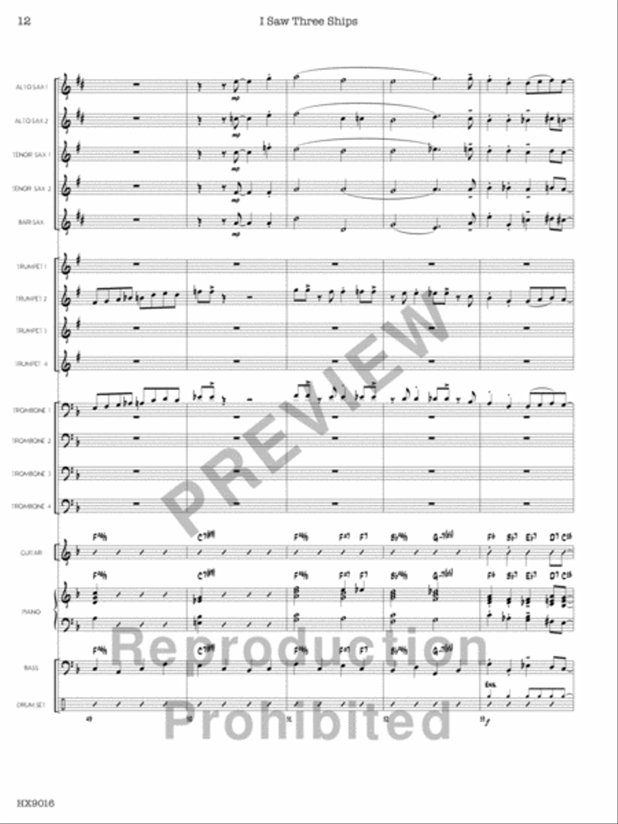 I Saw Three Ships Jazz Ensemble scores gallery preview page 13