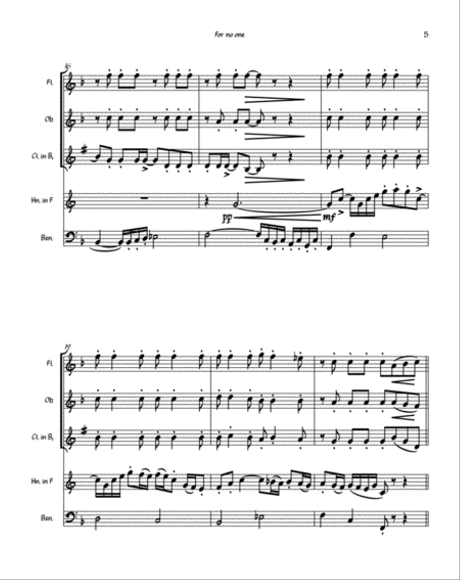 For No One Woodwind Quintet scores gallery preview page 5