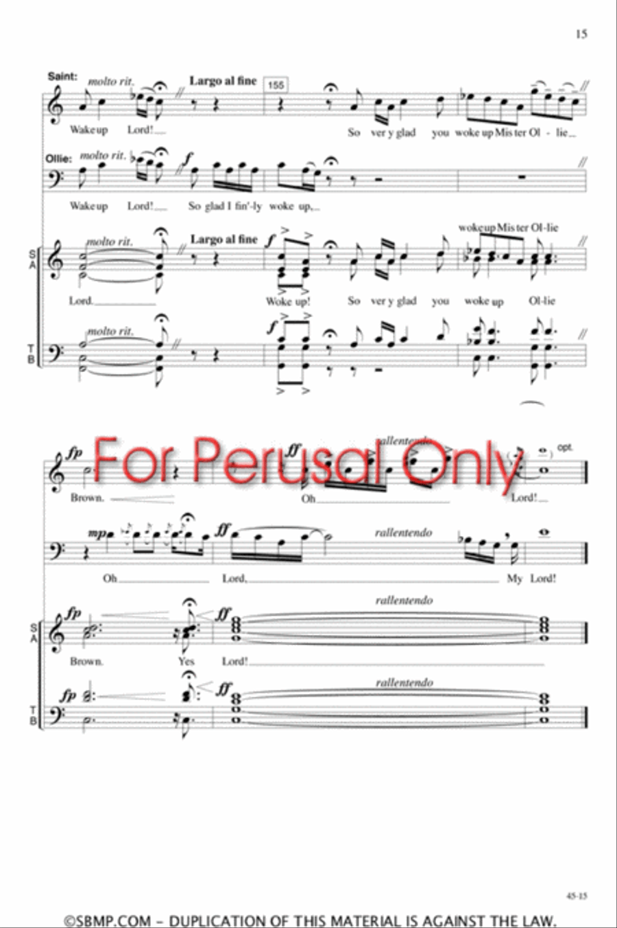 Wake Up, Ollie Brown! - SATB Octavo 4-Part scores gallery preview page 14