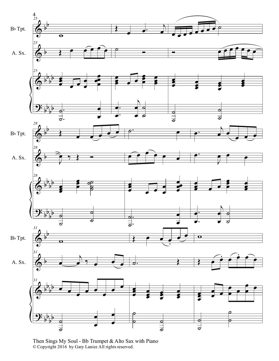 Trios for 3 GREAT HYMNS (Bb Trumpet & Alto Sax with Piano and Parts) Alto Saxophone scores gallery preview page 5