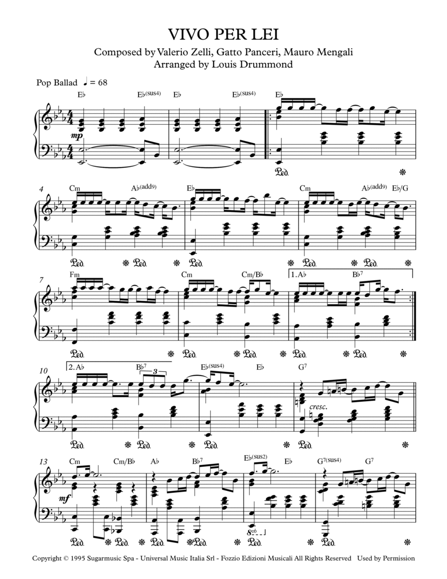 Vivo Per Lei Piano Solo scores gallery preview page 1
