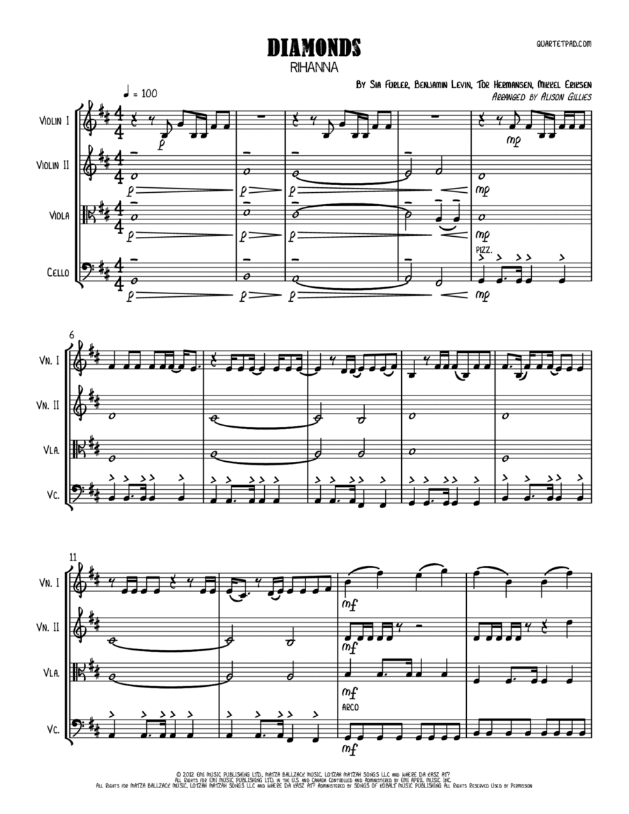Diamonds String Quartet scores gallery preview page 1