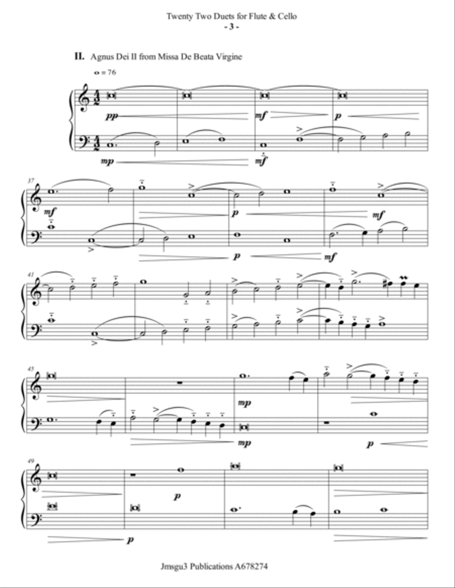 Josquin: 22 Duets for Flute & Cello Flute scores gallery preview page 3