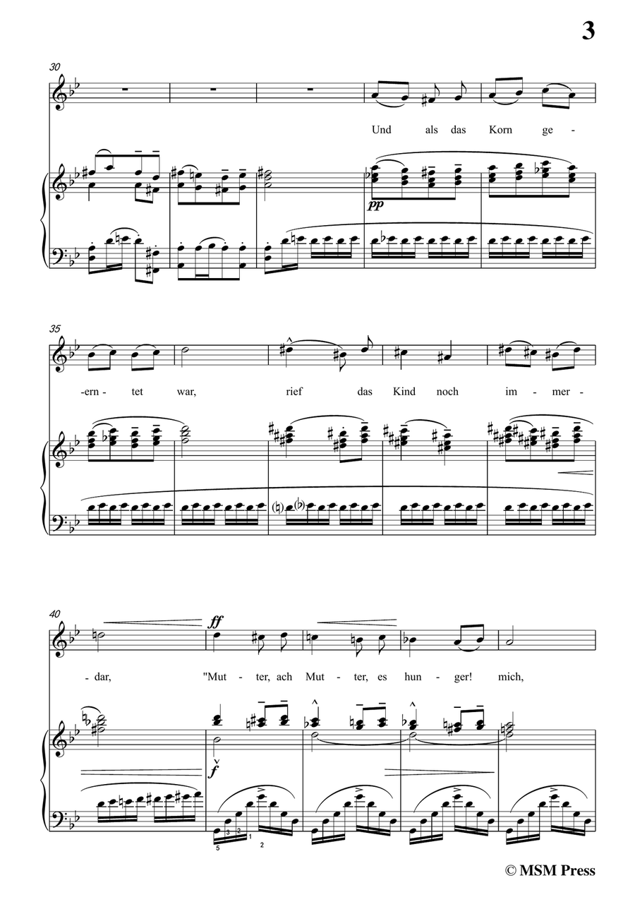 Mahler-Das irdische Leben in B flat Major,for Voice and Piano Piano, Vocal scores gallery preview page 5