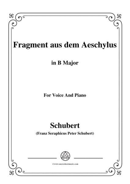 Schubert-Fragment aus dem Aeschylus,in B Major,for Voice&Piano image number null