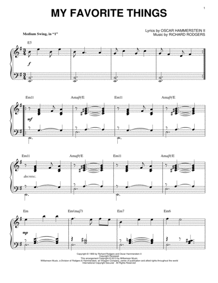 My Favorite Things [Jazz version] (from The Sound Of Music) (arr. Brent Edstrom)