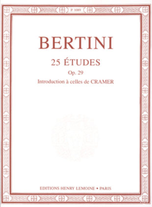 Etudes (25) Op. 29 introduction a celles de Cramer