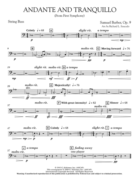 Andante and Tranquillo (from First Symphony) - String Bass