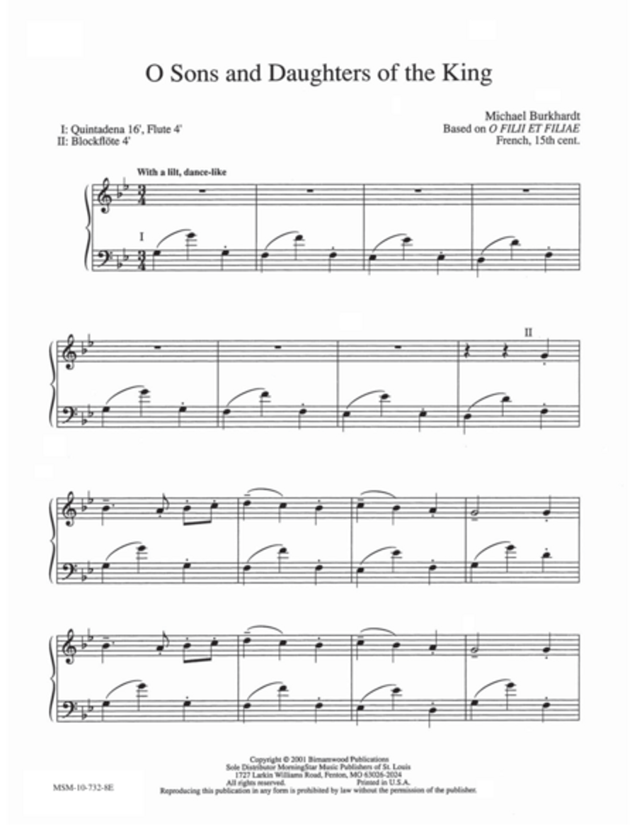O Sons and Daughters of the King Organ scores gallery preview page 1