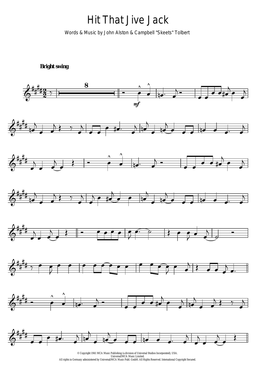 Hit That Jive Jack Alto Saxophone scores gallery preview page 1