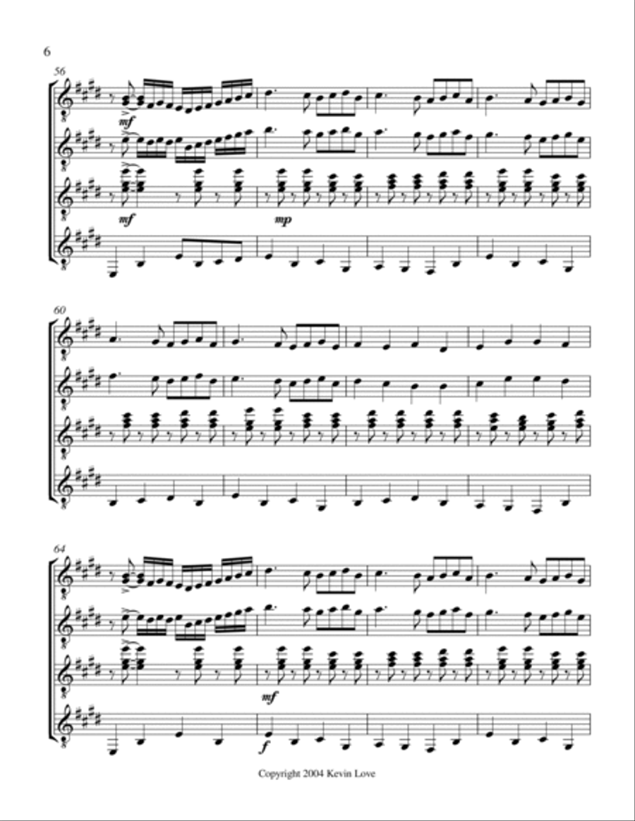 Ding Dong merrily on High (Guitar Quartet) - Score and Parts Ding Dong merrily on High (Guitar Quartet) - Score and Parts Guitar Ensemble scores gallery preview page 6