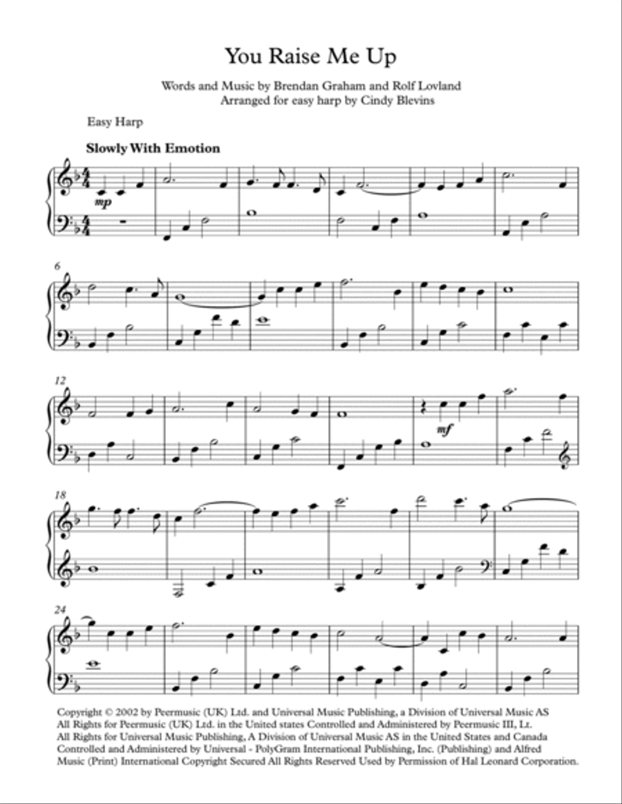 You Raise Me Up Harp scores gallery preview page 2