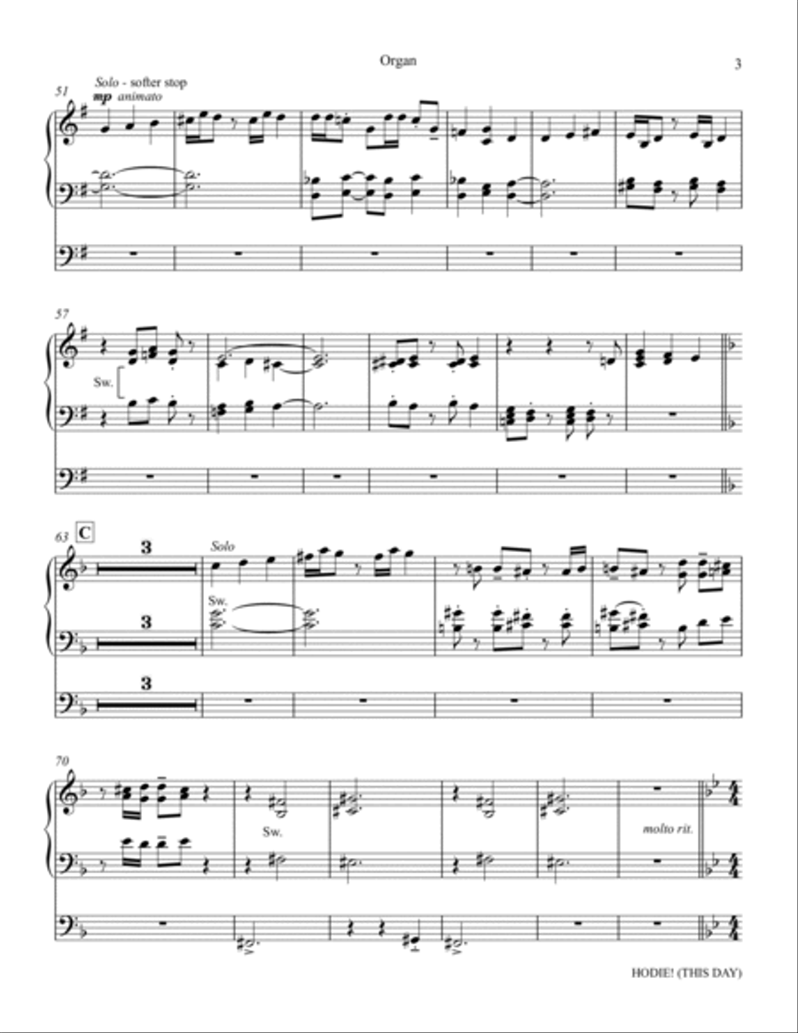 Hodie (This Day) - Organ Hodie (This Day) - Organ Choir scores gallery preview page 3