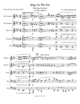 Sing As We Go - March Selection arr. Gordon MacKenzie (Brass Quintet)