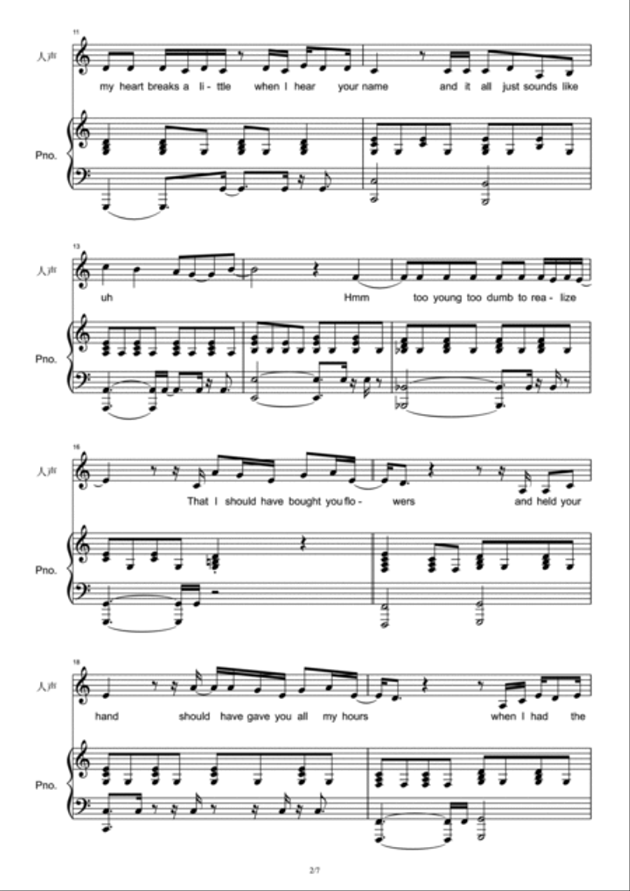When I Was Your Man Voice scores gallery preview page 2