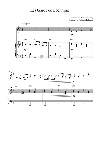 Les Garde de Lochmine (for tenor sax solo and piano accompaniment) image number null