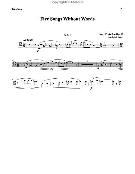 Five Songs Without Words for Trombone & Piano, Op. 35
