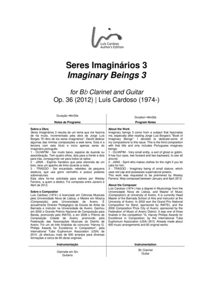 Seres Imaginários 3 (for Clarinet & Guitar) image number null