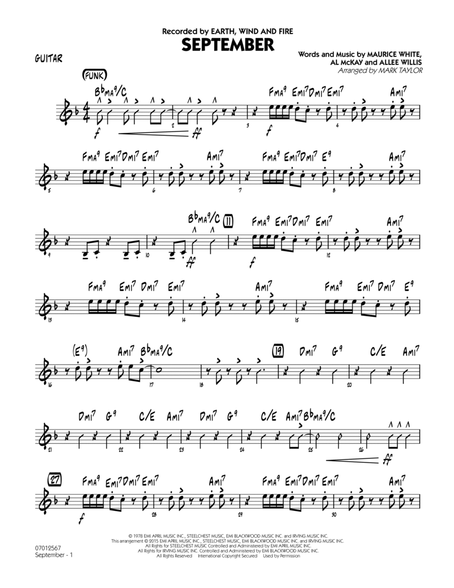 September (Key: C) - Guitar Part scores gallery preview page 1