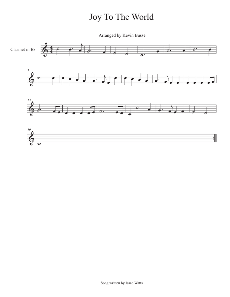 Joy To The World - Clarinet