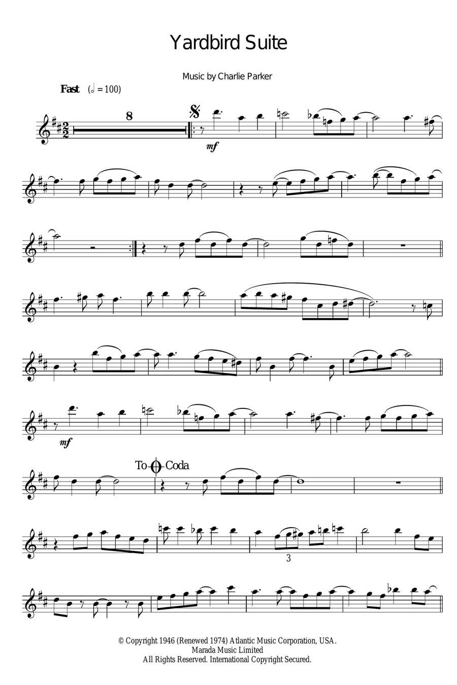Yardbird Suite Alto Saxophone scores gallery preview page 1