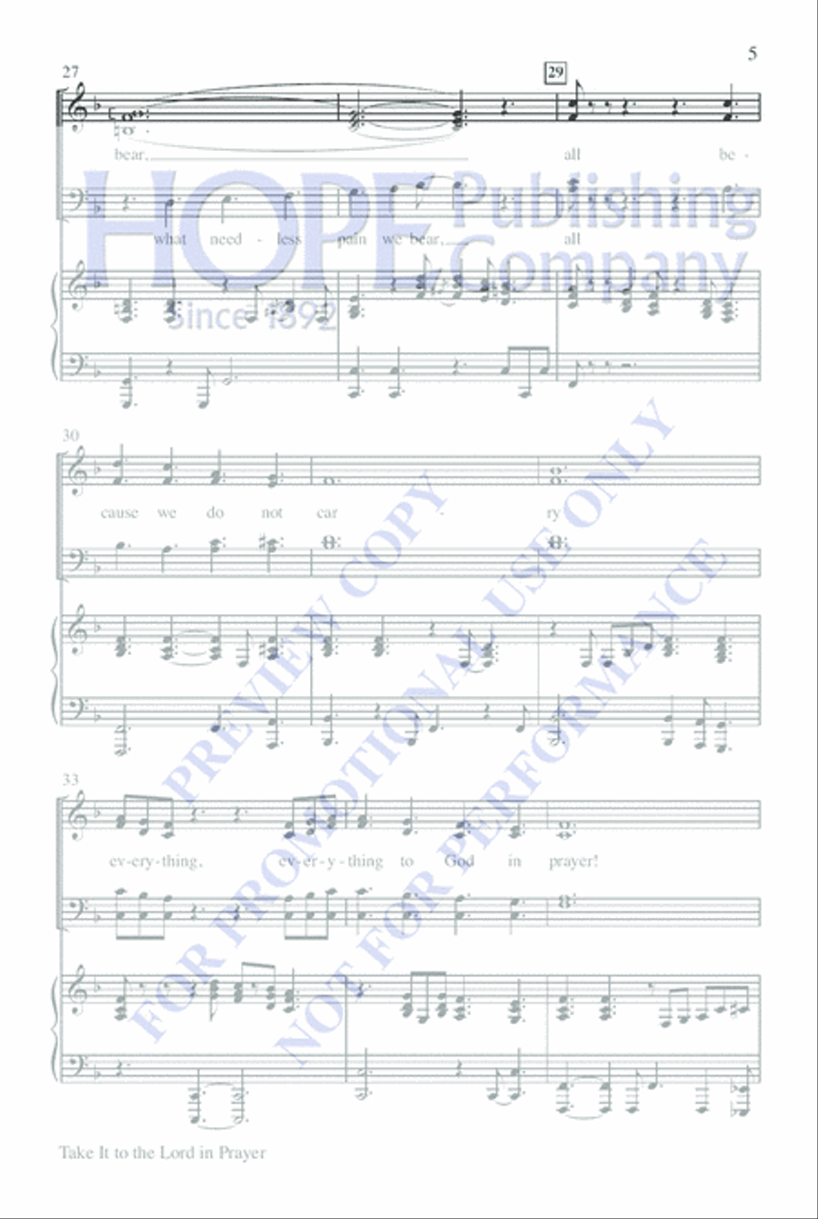 Take It to the Lord In Prayer 4-Part scores gallery preview page 5